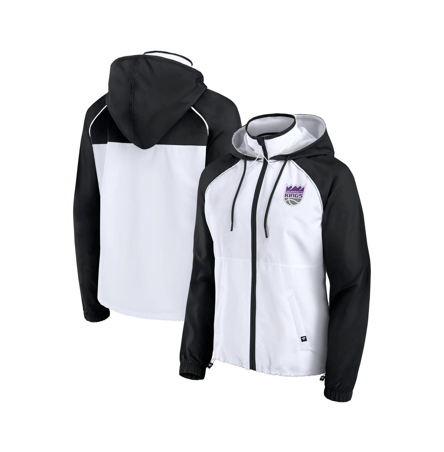 Женская куртка Fanatics White/Black Sacramento Kings Anorak Raglan Full-Zip Hoodie Jacket — фото 1