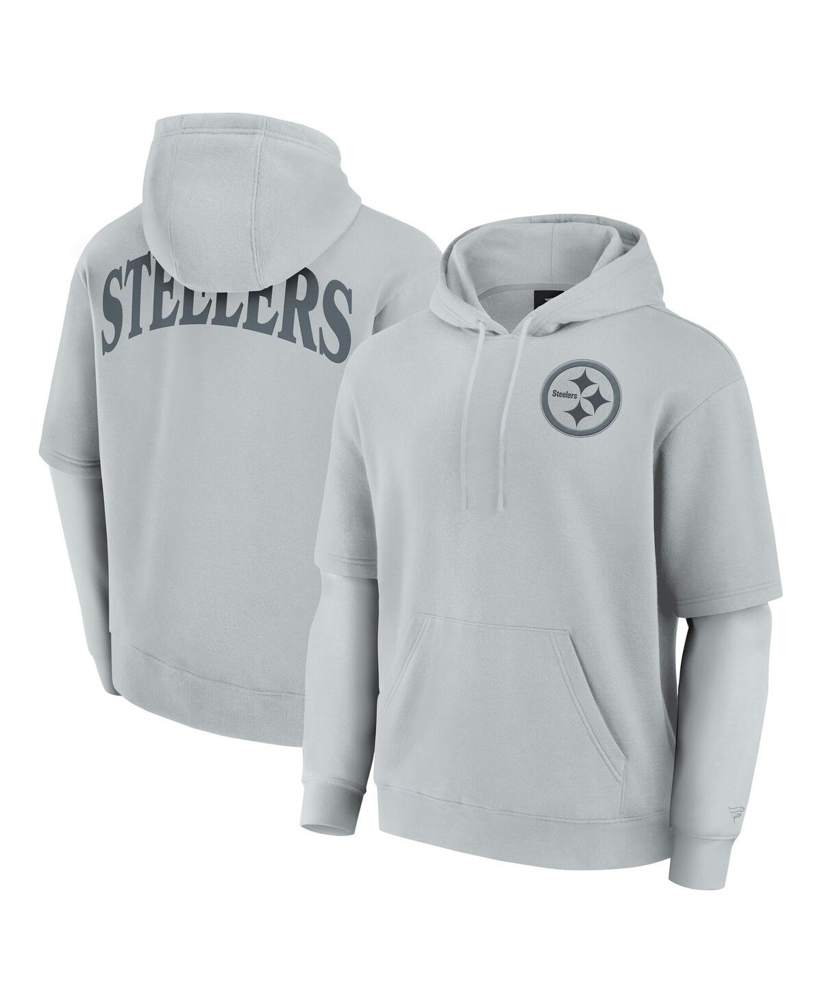 Fanatics Men's And Women's Gray Pittsburgh Steelers Sleek Elements Pullover Hoodie In Gray