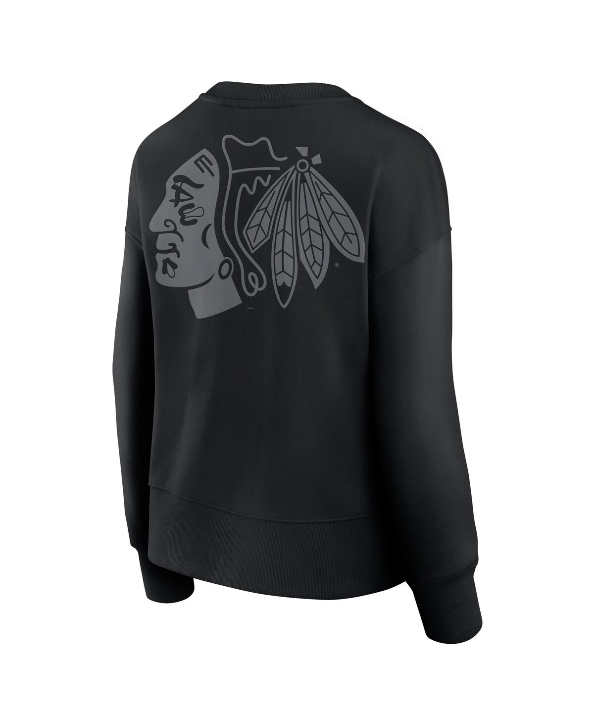 FANATICS WOMEN'S BLACK CHICAGO BLACKHAWKS ELEMENTS FLOW PULLOVER SWEATSHIRT 