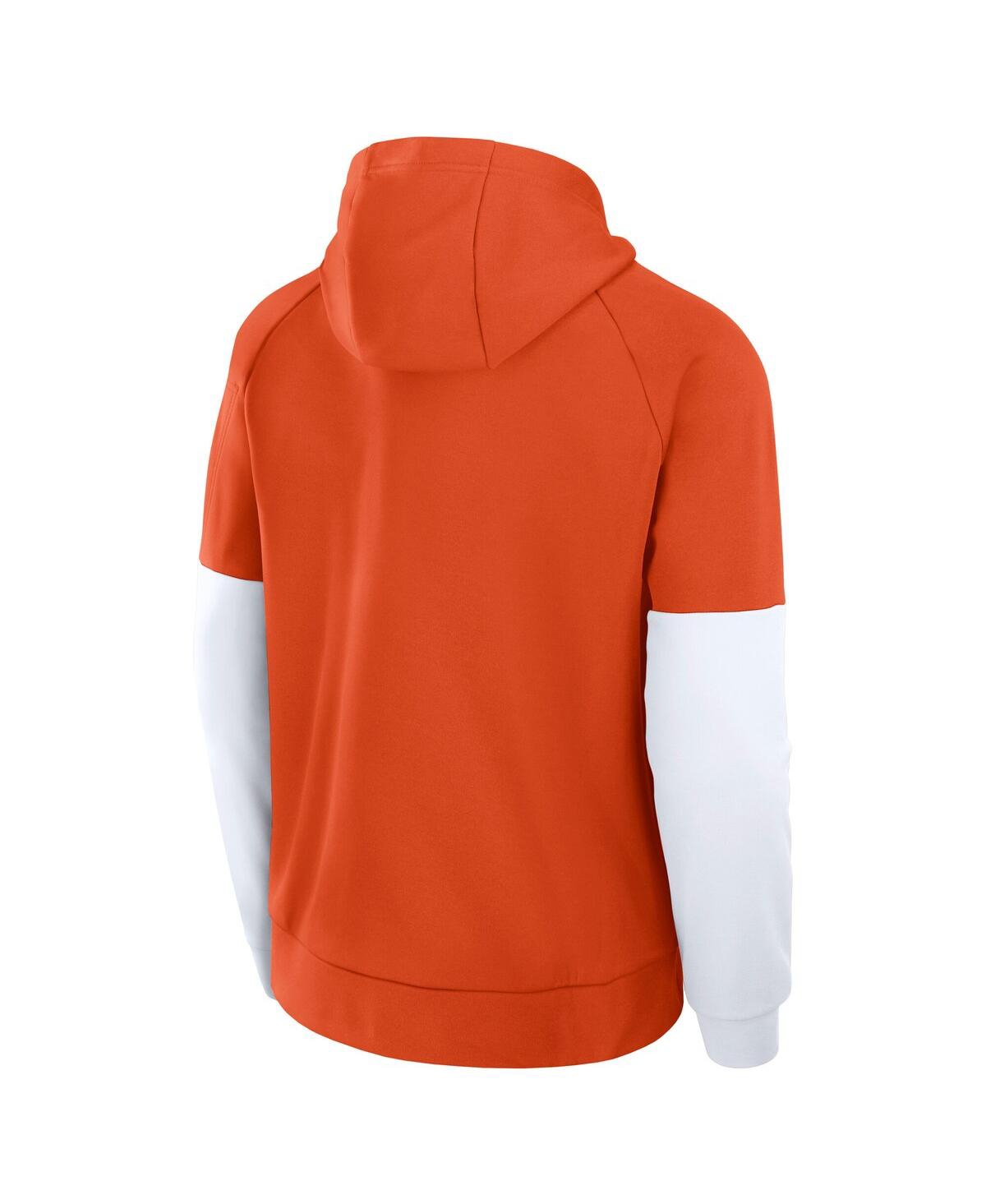 Nike Orange Clemson Tigers Fitness Raglan Performance Pullover Hoodie In Orange,white