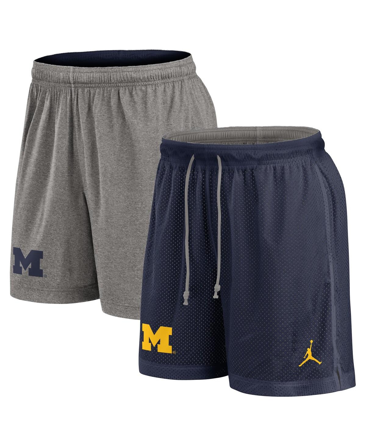 JORDAN MEN'S NAVY/HEATHER GRAY MICHIGAN WOLVERINES PLAYER SHORTS 