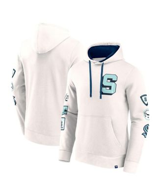Fanatics - Men's White Seattle Kraken Letterman Fleece Pullover Hoodie