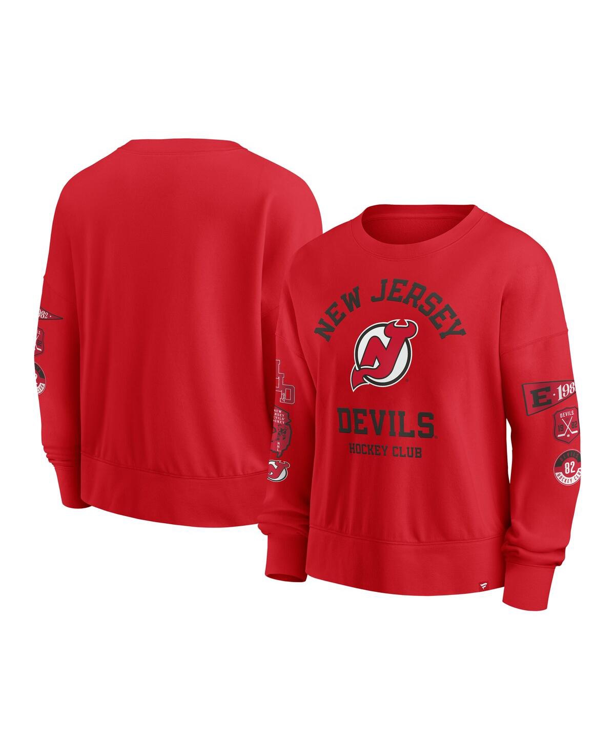 Women's Red New Jersey Devils Go Team Pullover Sweatshirt - Red