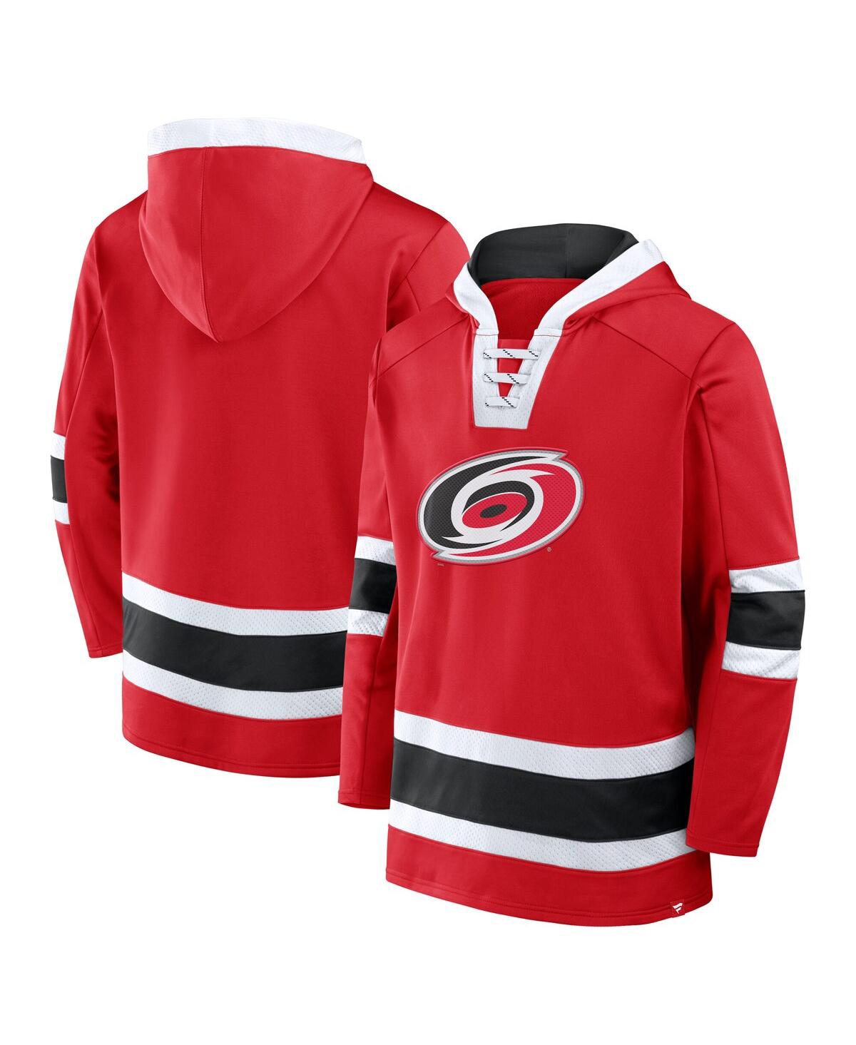 Fanatics Men's Red Carolina Hurricanes Inside Line Fleece Pullover Hoodie In Red