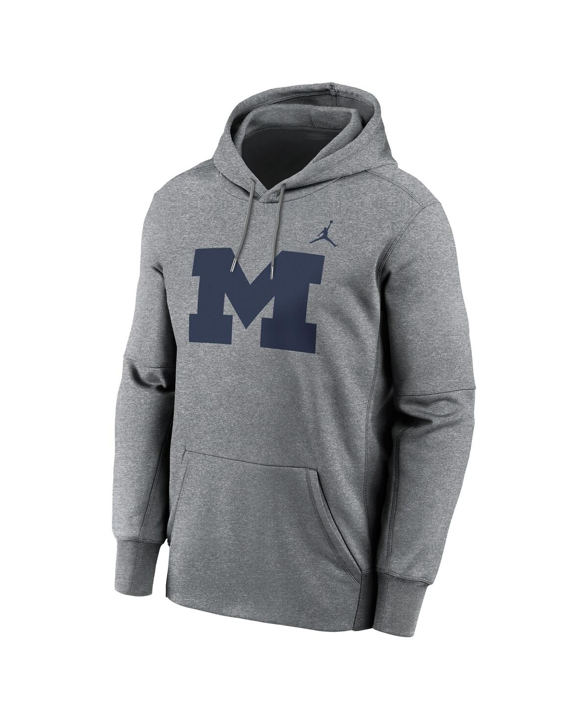 Jordan Men's Heather Gray Michigan Wolverines Primetime Endzone Performance Pullover Hoodie In Heather Gray
