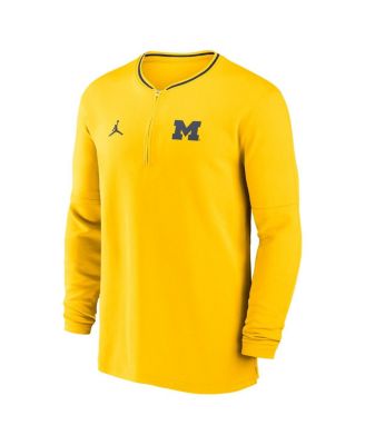 Men's Maize Michigan Wolverines 2024 Sideline Coach Performance Half-Zip Long Sleeve Top