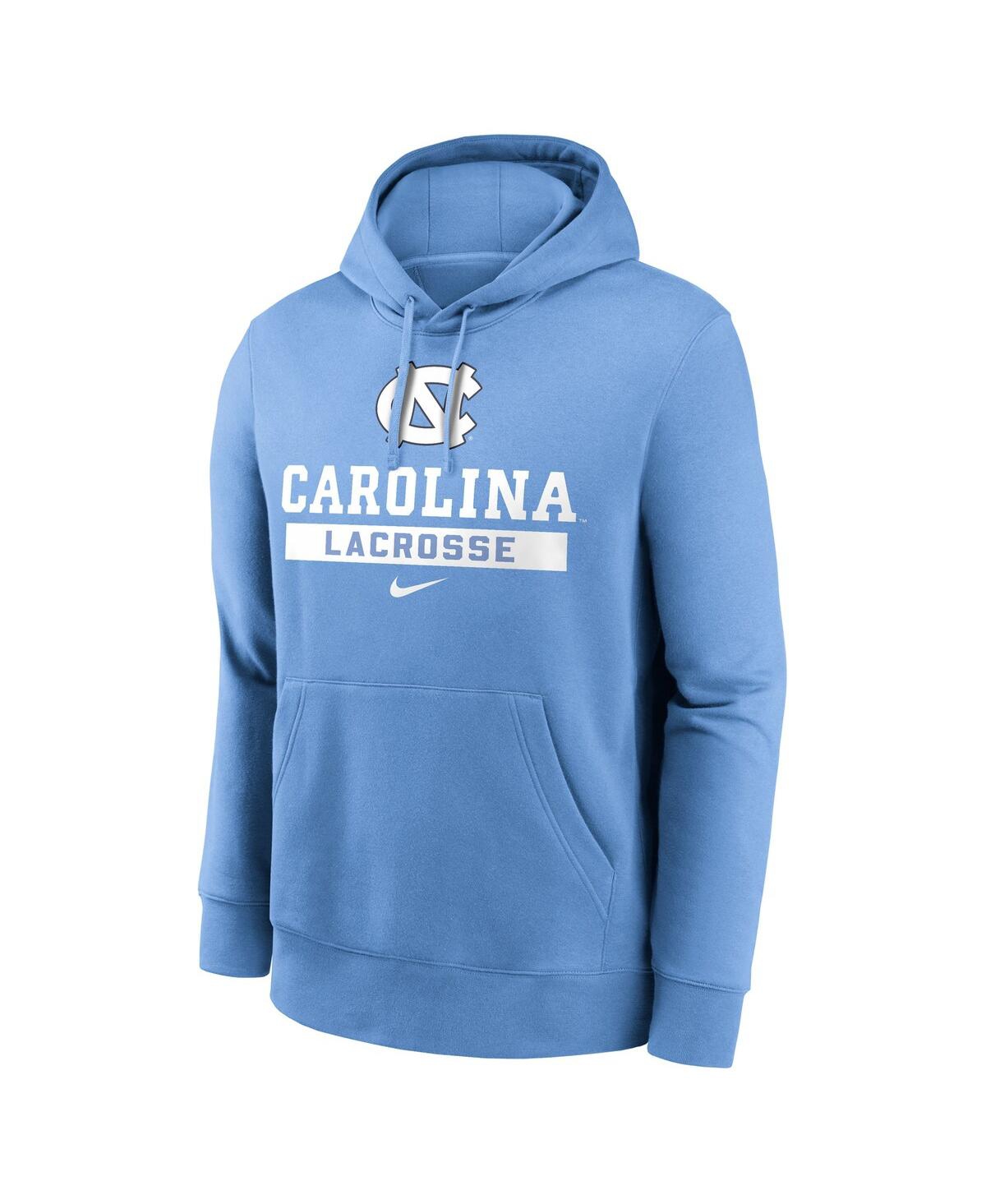 NIKE MEN'S LIGHT BLUE NORTH CAROLINA TAR HEELS LACROSSE STACKED FLEECE PULLOVER HOODIE 