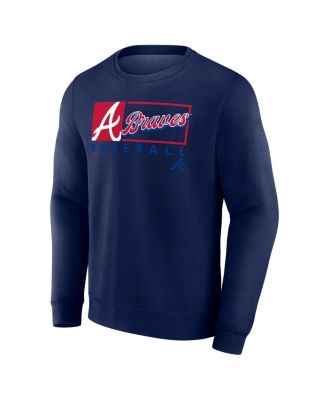 Men's Navy Atlanta Braves Focus Fleece Pullover Sweatshirt