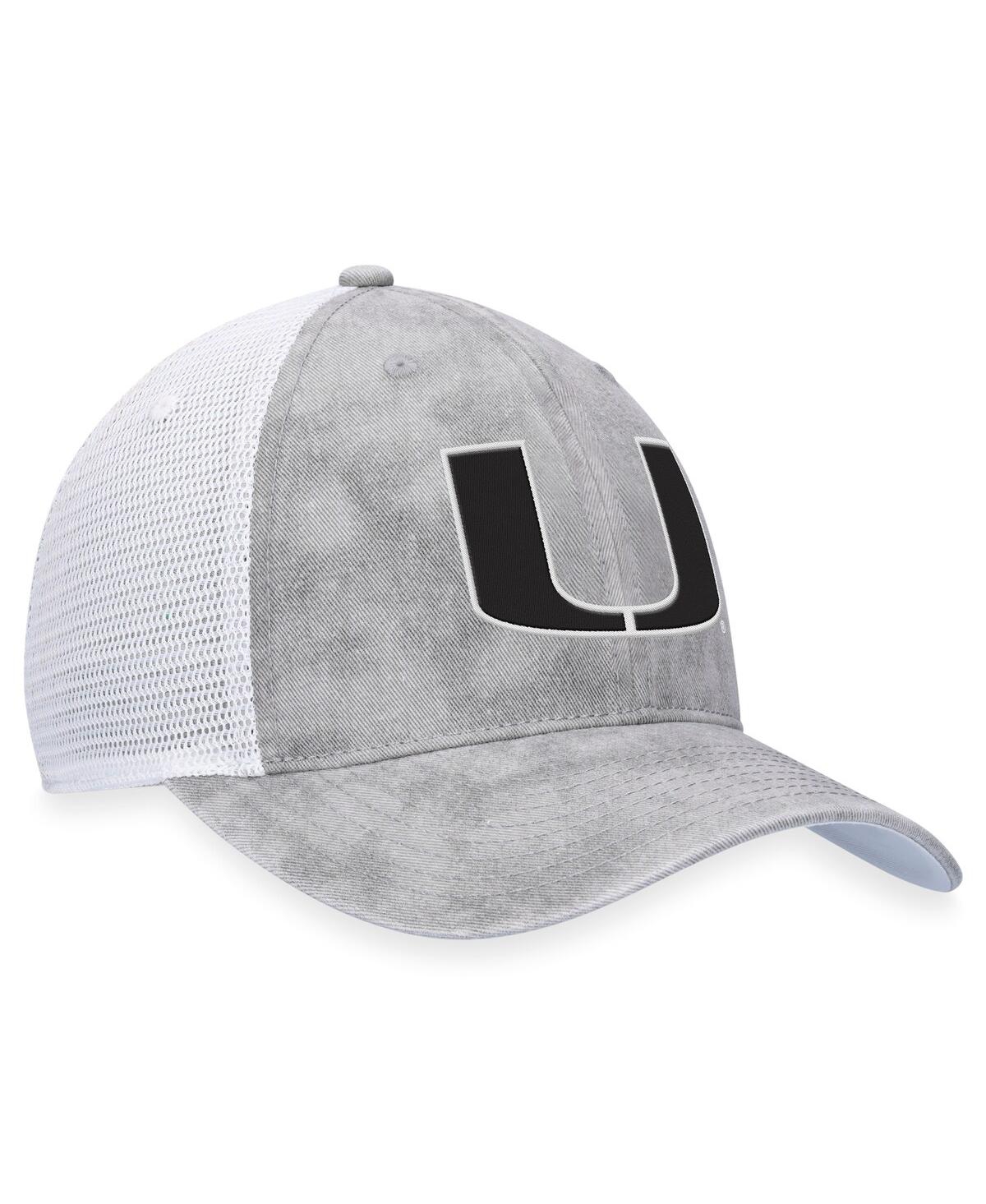 Top Of The World Men's Gray/white Miami Hurricanes Slate Trucker Adjustable Hat In Gray,white