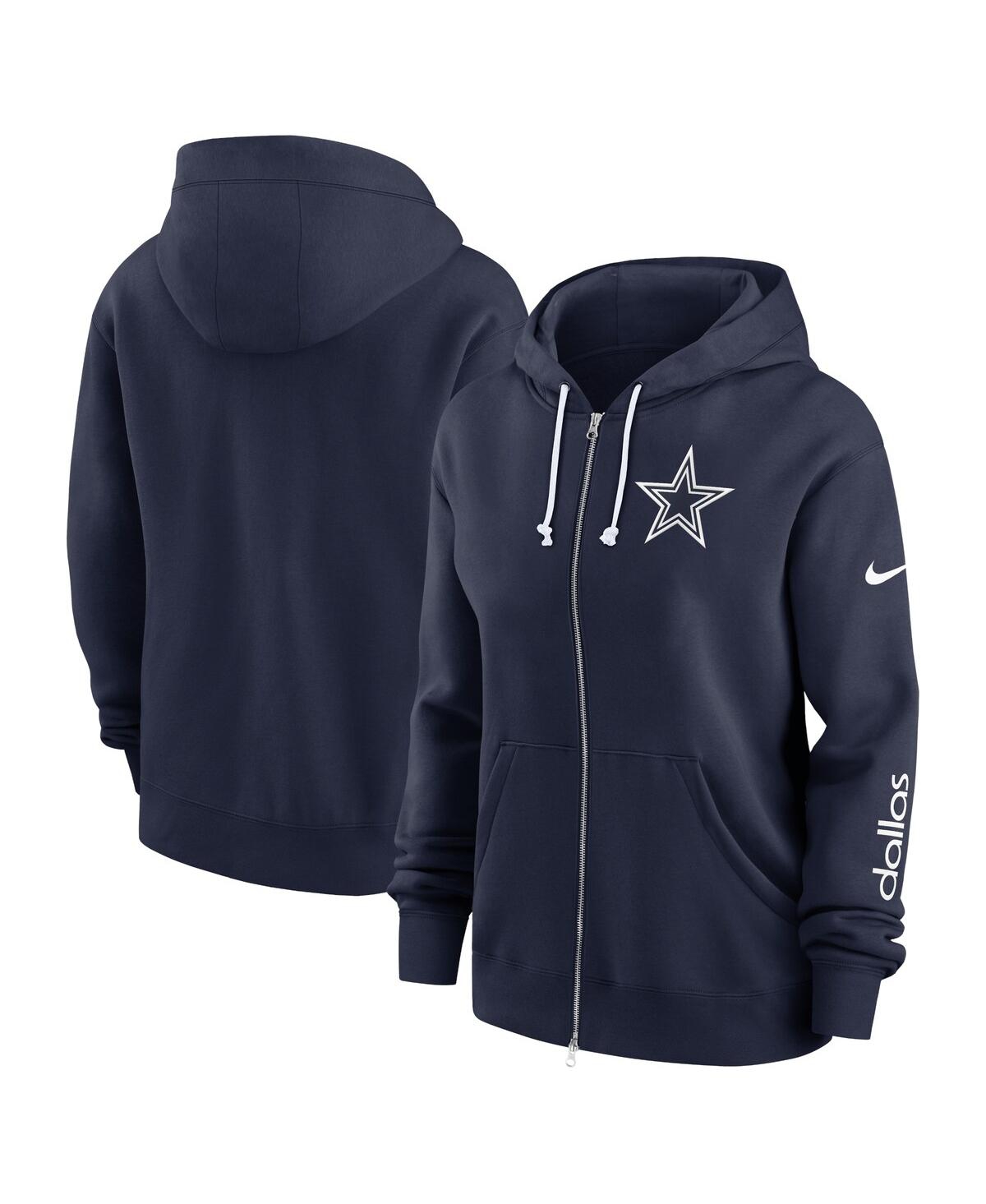 Nike Women's Navy Dallas Cowboys Plus Size Phoenix Full-zip Hoodie In Navy,white