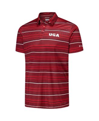 Men's Red Georgia Bulldogs PFG Super Terminal Tackle Omni-Shade Stripe Polo