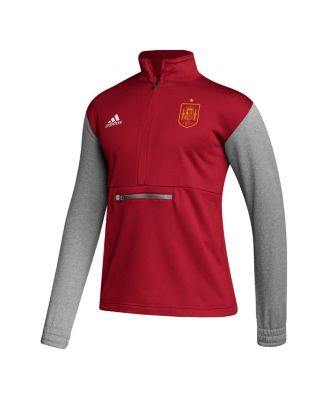 Men's Red Spain National Team Crest Long Sleeve Half-Zip Top