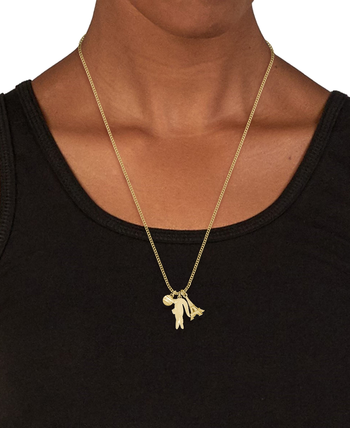 LACOSTE GOLD-TONE UMPIRE GREEN CROCODILE PENDANT NECKLACE, 23-2/3" + X" EXTENDER 
