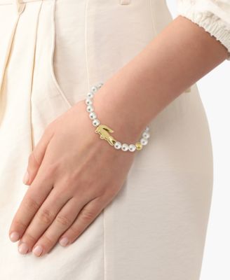 Gold-Tone Matchpoint Glass Pearl Strand Bracelet
