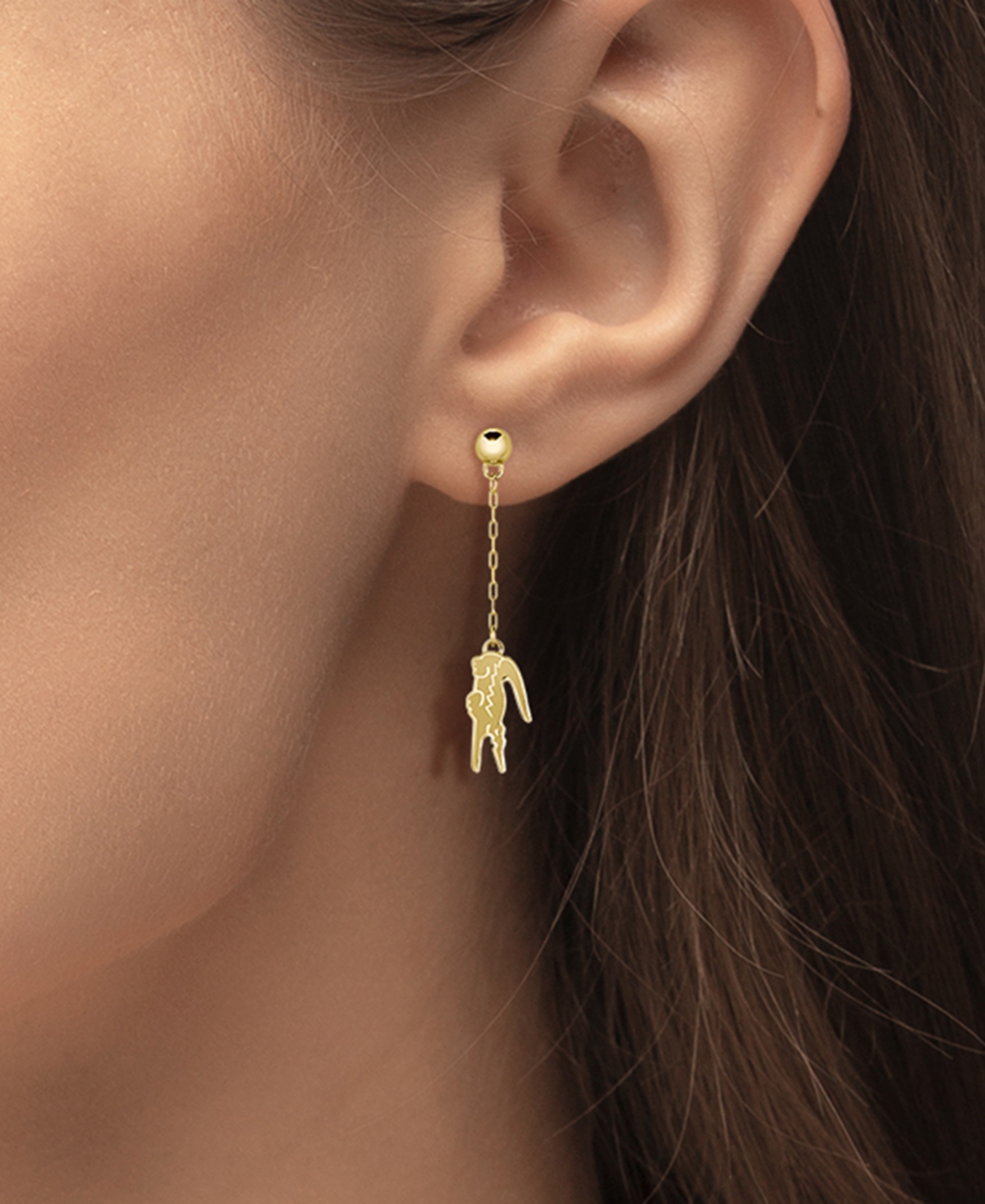LACOSTE GOLD-TONE CROCODILE CHAIN DROP EARRINGS 