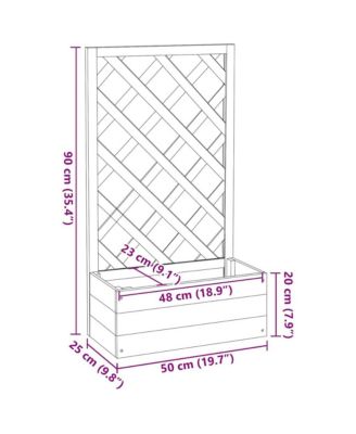 Garden Trellis Planter Gray 19.7"x9.8"x35.4" Solid Firwood