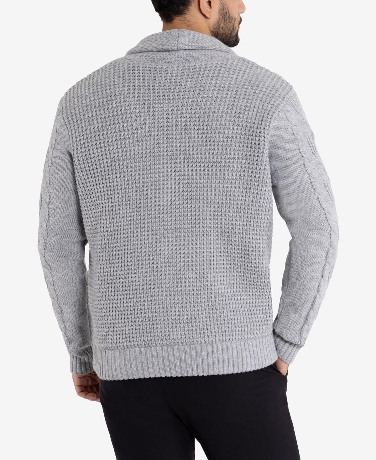 X-ray Men's Shawl Collar Knit Cardigan In Light Grey