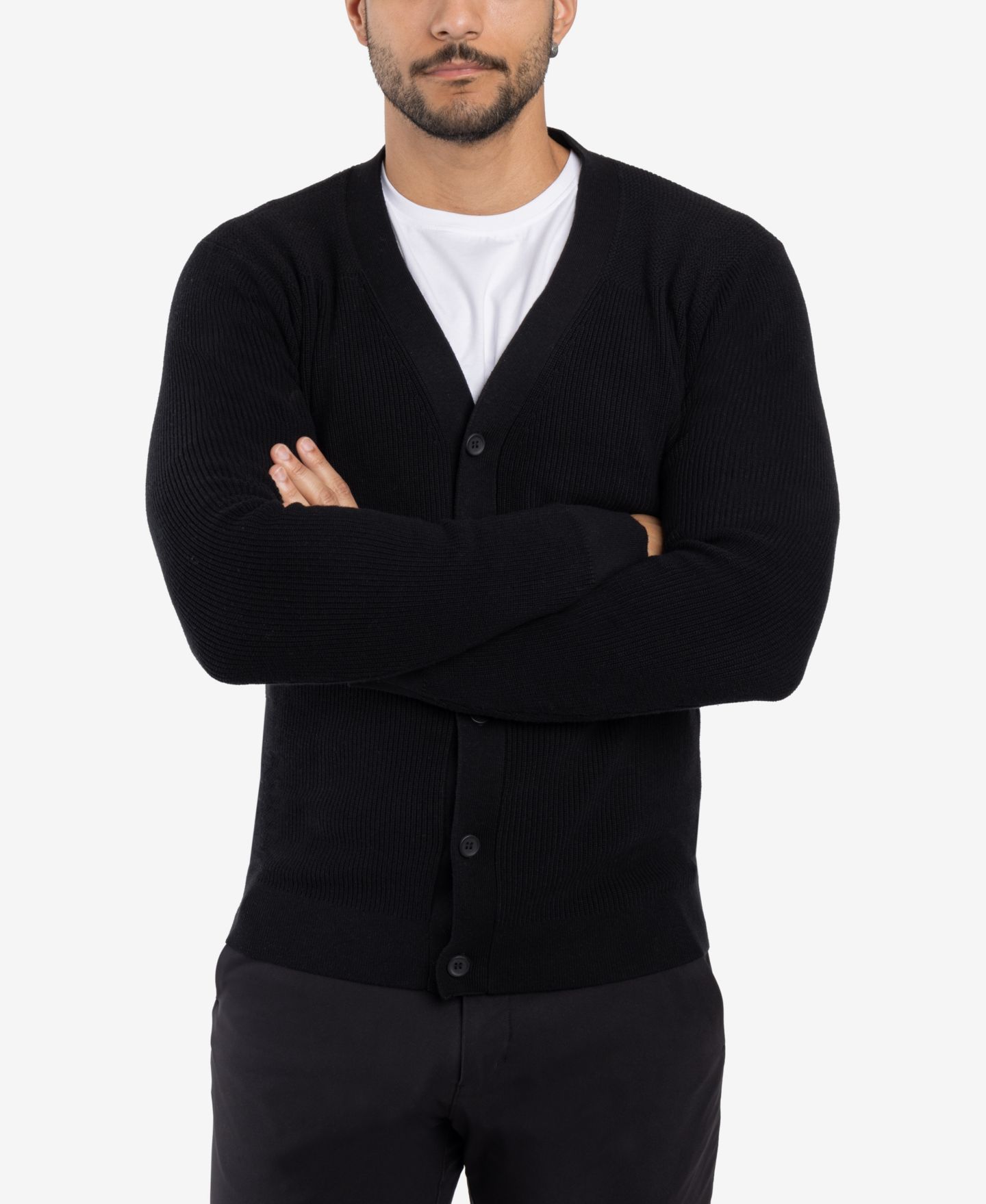 Мужской кардиган XRAY Big & Tall Cotton Cardigan, цвет: Чёрный — фото 7