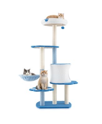 54'' Cat Tree Tower w/ Sisal Scratching Posts Bell Cat Perch Cat Condo