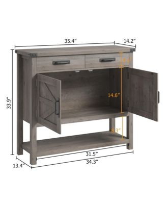 Farmhouse Wood Console Table with Cabinet, Drawers, and Storage – Entryway, Coffee Bar, Sideboard