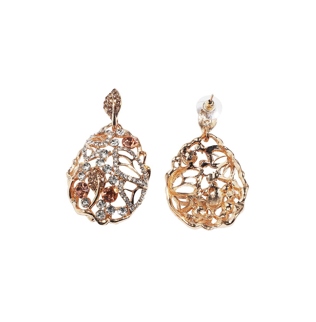 Sohi Abstract Leaf Drop Earrings In Brown