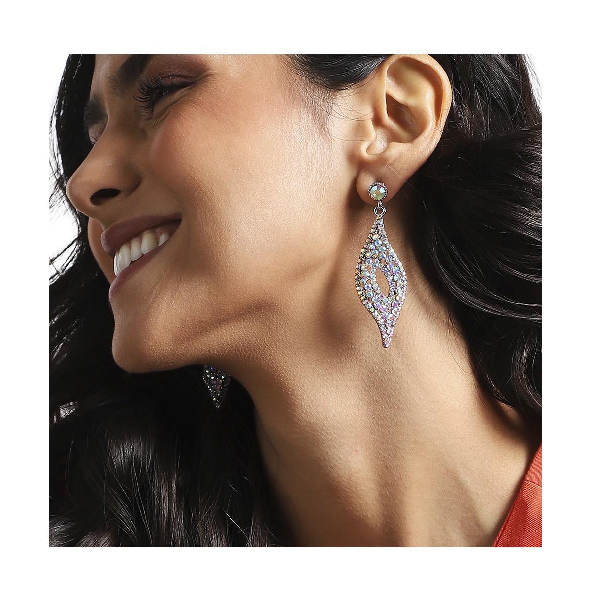 Sohi Swirl Rhombus Drop Earrings In Silver