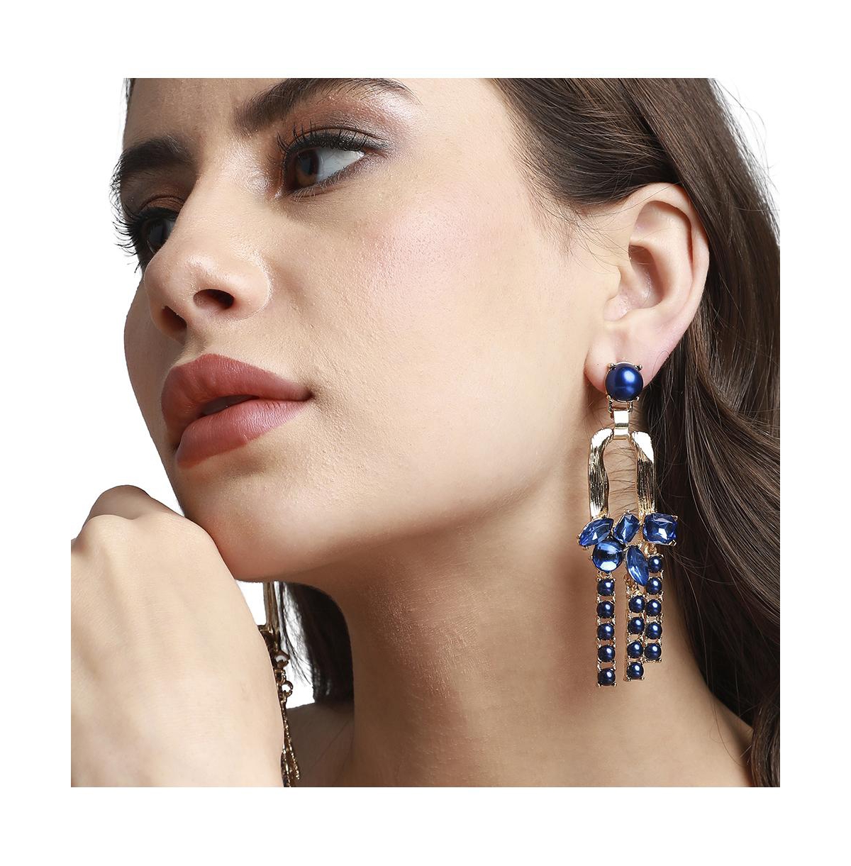 Sohi Party Drop Earrings In Blue