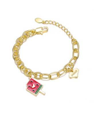 Kids Plated Charm Bracelet - "Sweet Heart & Watermelon Treat"