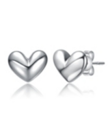 GiGiGirl Minimalist Heart Stud Earrings in White Gold Plated, 14K Gold Plated, or 18K Rose Gold Plated - Silver