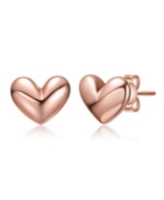 GiGiGirl Minimalist Heart Stud Earrings in White Gold Plated, 14K Gold Plated, or 18K Rose Gold Plated - Pink