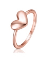 GiGiGirl Minimalist Heart-Shaped Band Ring in White Gold Plated, 14K Gold Plated, or 18K Rose Gold Plated - Pink