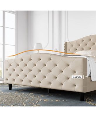 Queen Size Velvet Platform Bed Frame w/Headboard and Footboard Upholstered Bed Frames