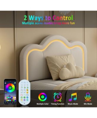 Twin Upholstered Bed Frame with Adjustable Headboard & Smart LED with drawer