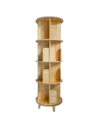 4-Layer Rotating Bookcase for Space-Saving and Convenient Storage