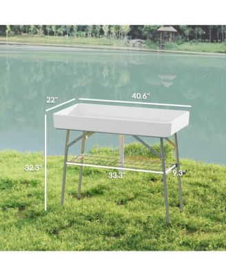 3.4ft Folding Ice Cooler Table with Drain, Party Ice Table,