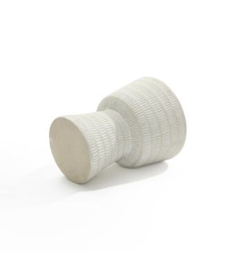 Outdoor and Indoor Round Spiral Pattern Side Table, Off White