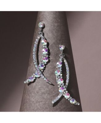 Rhinestone Crescent Drop Earrings