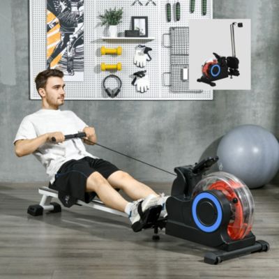 Foldable Water Rowing Machine with Wheels for Home Gym,