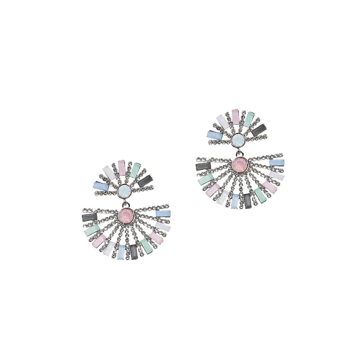 Sohi Half Circular Drop Earrings In Silver
