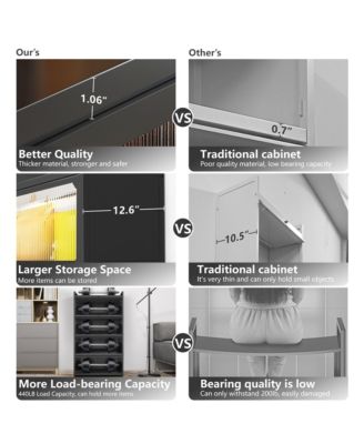 4 Door Accent Cabinet, 5 Tier Kitchen Organizer Shelf, Black