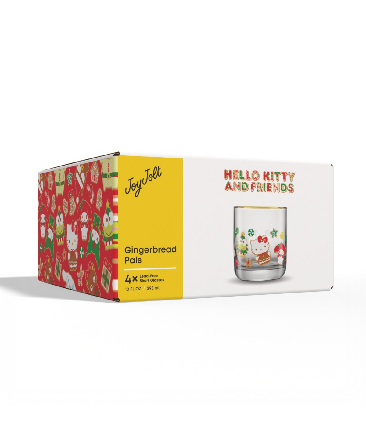 JOYJOLT HELLO KITTY AND FRIENDS GINGERBREAD PALS SHORT GLASSES, SET OF 4 
