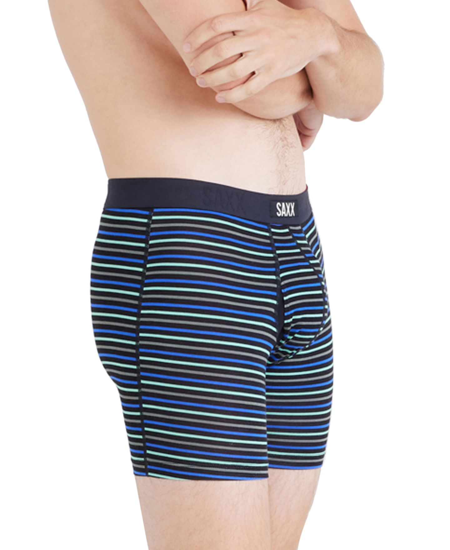 Трусы-боксеры Slim-Fit для мужчин, с принтом — SAXX, цвет: Полосатый синий — фото 3