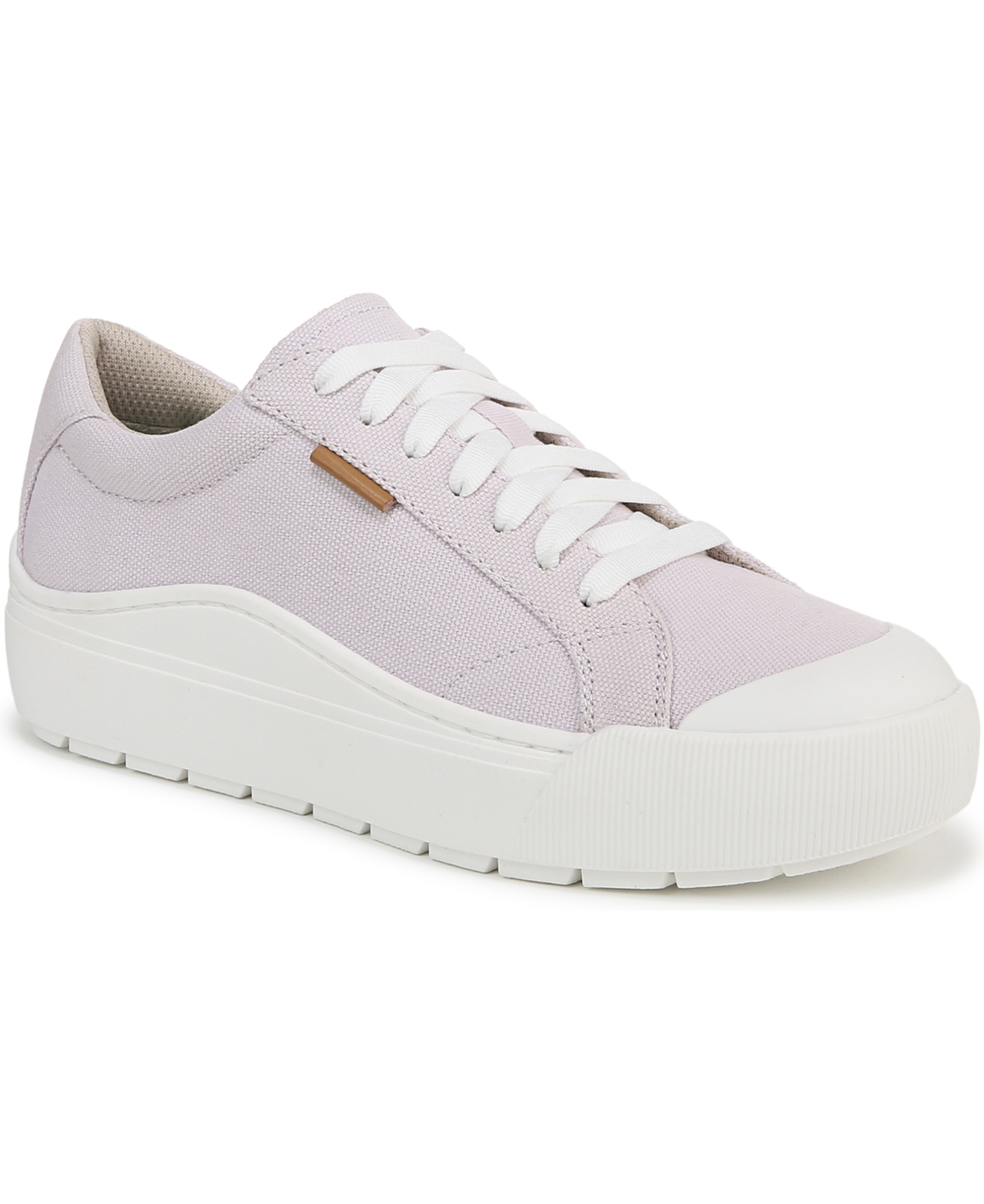 Shop Dr. Scholl's Women's Time Off Lace Up Platform Sneakers In Lavender Tint Canvas