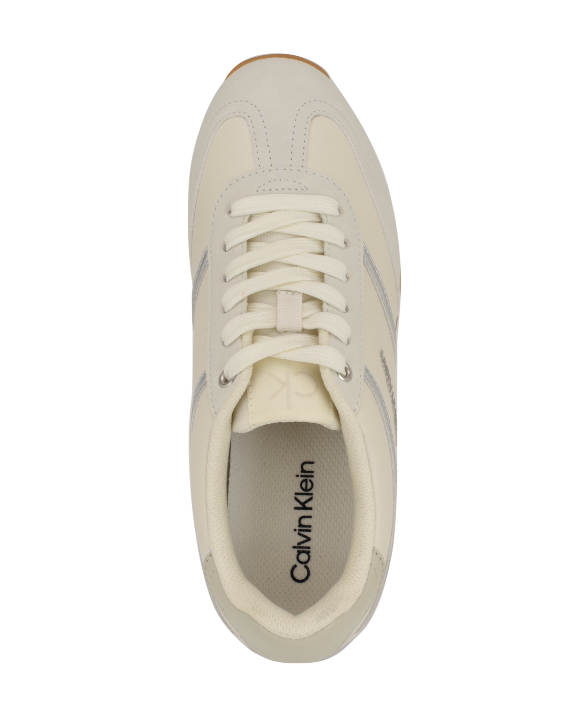 Calvin Klein Women's Avyenna Retro Lace-up Sneakers In Ivory,silver