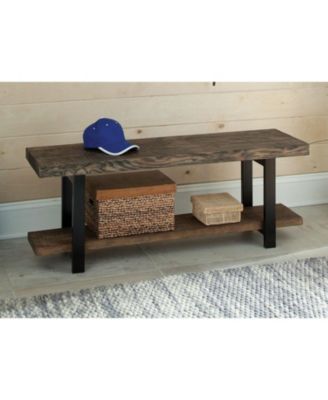 Modern Industrial Style Wood and Metal Accent Bench for Living Room or Entryway