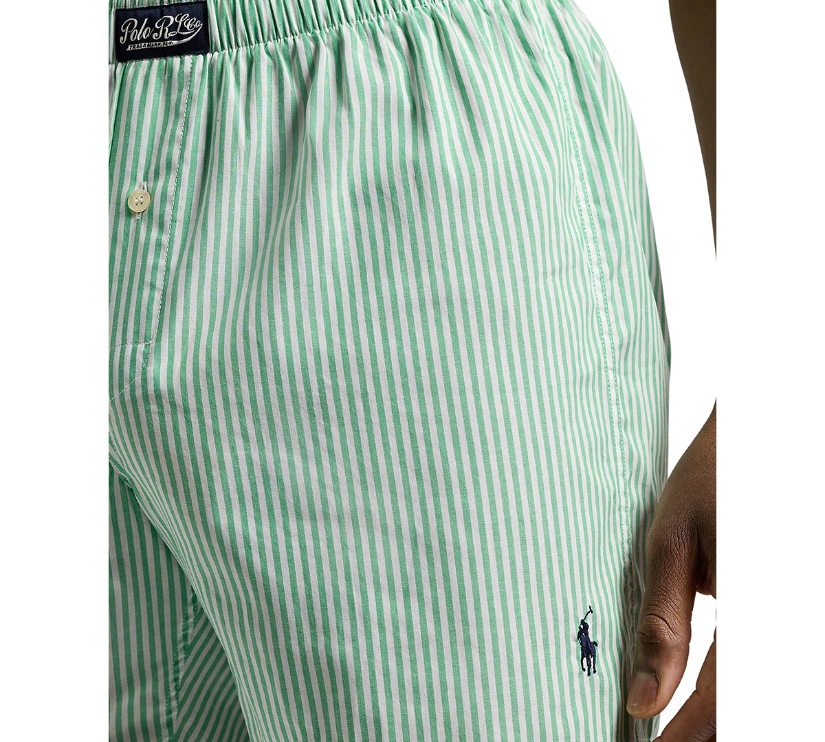 Polo Ralph Lauren Men's Woven Boxer Shorts In Golf Green Tick Stripe
