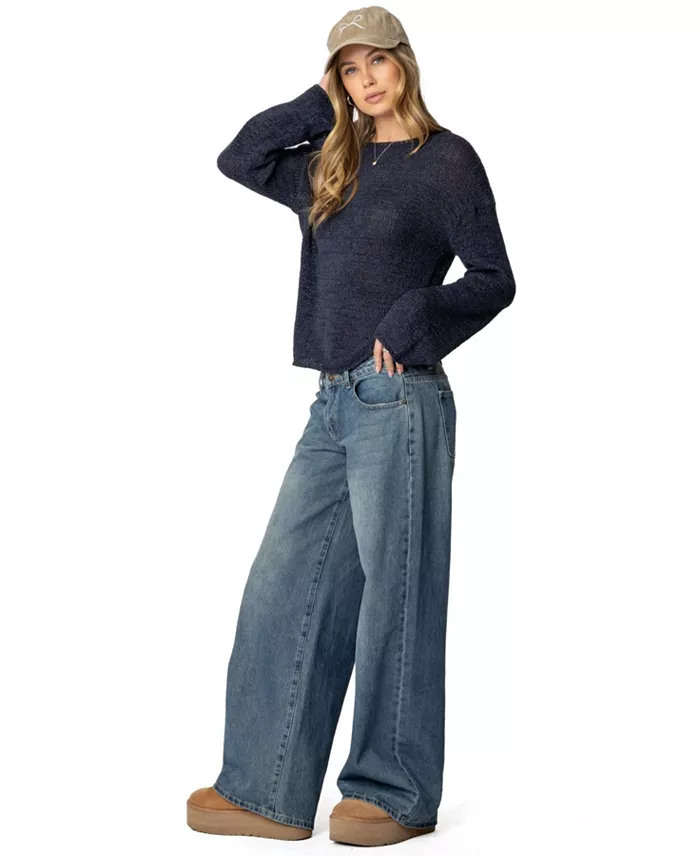 Women's Drop Shoulder Light Knit Sweater - thumbnail 6