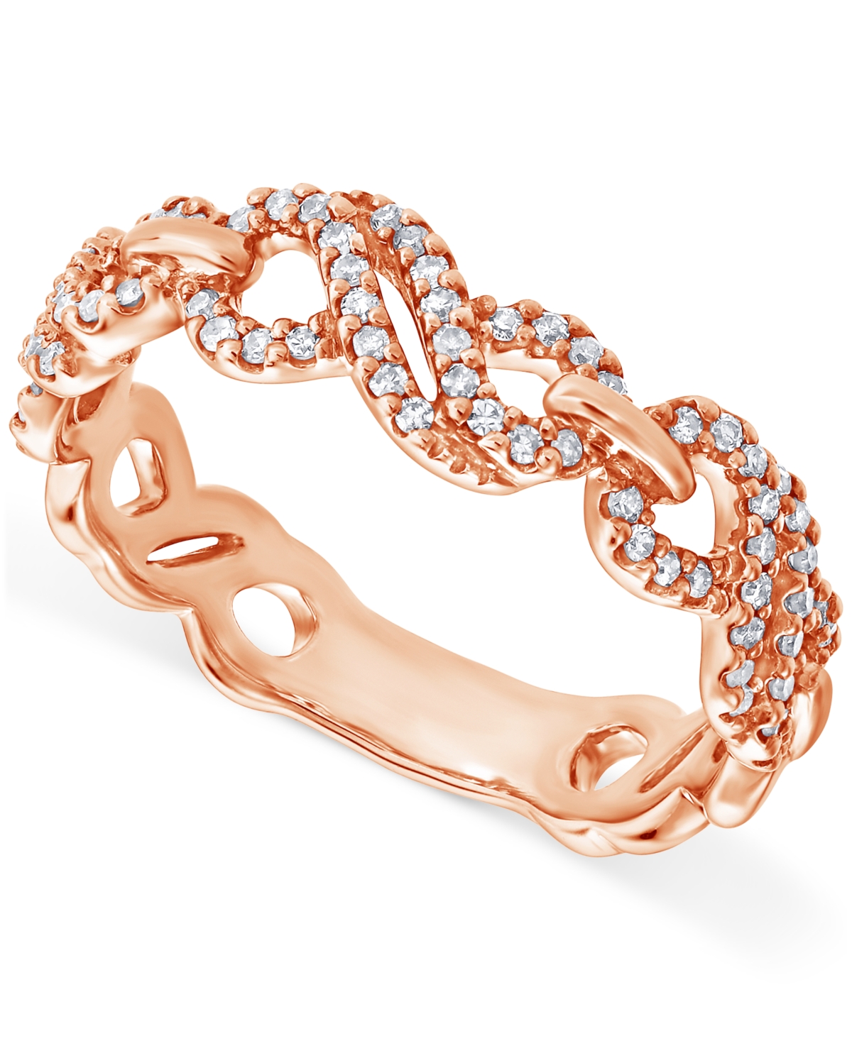 Macy's Diamond Openwork Infinity Link Ring (1/4 Ct. T.w.) In 14k Rose Gold In Rose Gold
