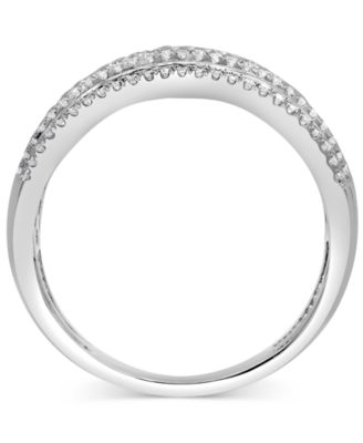 Diamond Princess & Round Multirow Statement Ring (1 ct. t.w.) in 14k White Gold