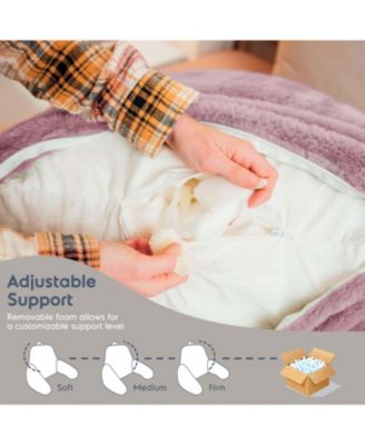 Faux Fur Supportive Backrest Reading Pillow for Adults & Kids - Blue